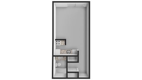 Floor plan for studio, 1 bath, 400 sqft